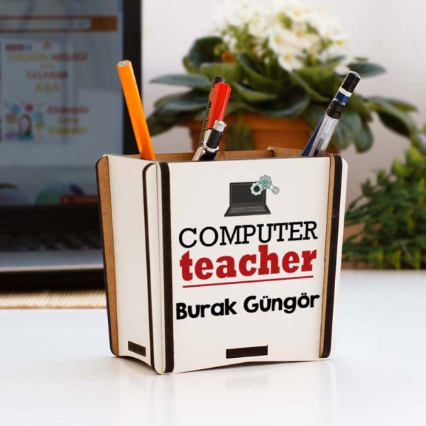 Computer Teacher Kırmızı Tasarım Kalemlik