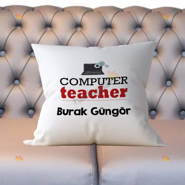 Computer Teacher Kırmızı Tasarım Yastık