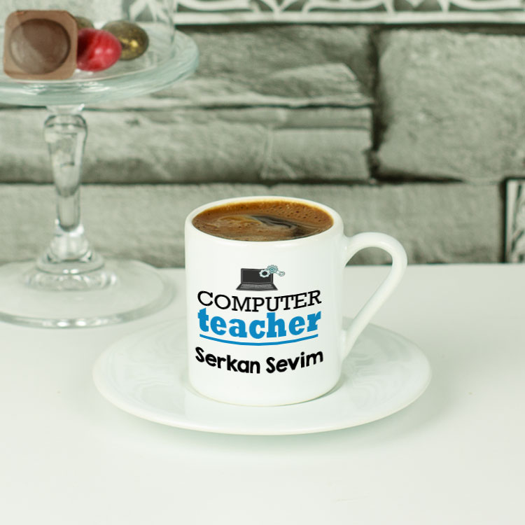Computer Teacher Mavi Tasarım Kahve Fincanı