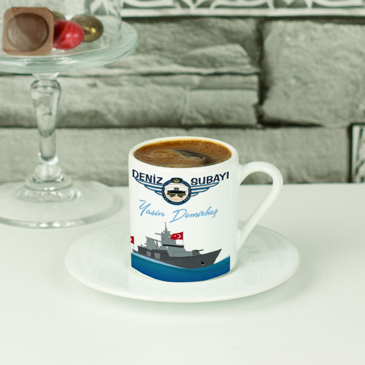 Deniz Subayı Mavi Tasarım Kahve Fincanı
