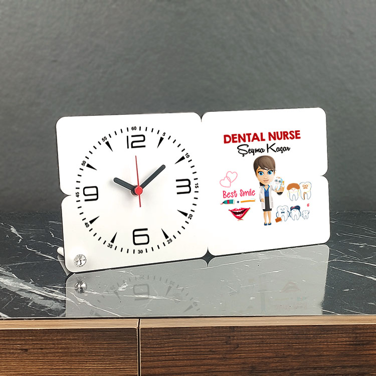 Dental Nurse Ahşap Masa Saati 001 Dental Nurse Ahşap Masa Saati 001