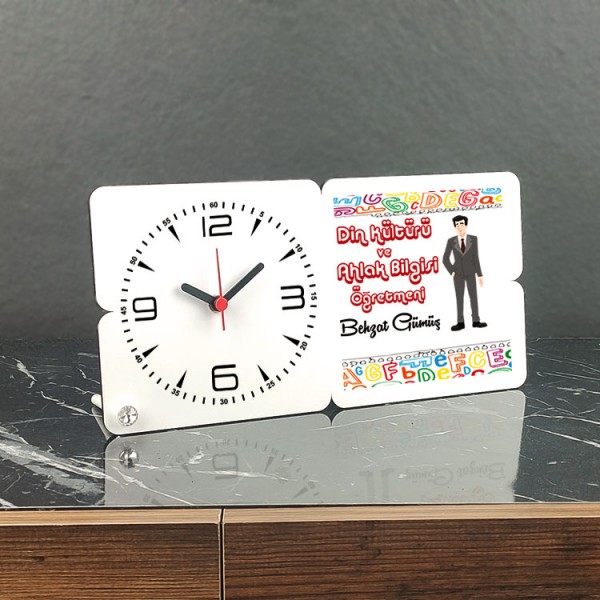 Din Kültürü ve Ahlak Bilgisi Öğretmeni Ahşap Masa Saati 001