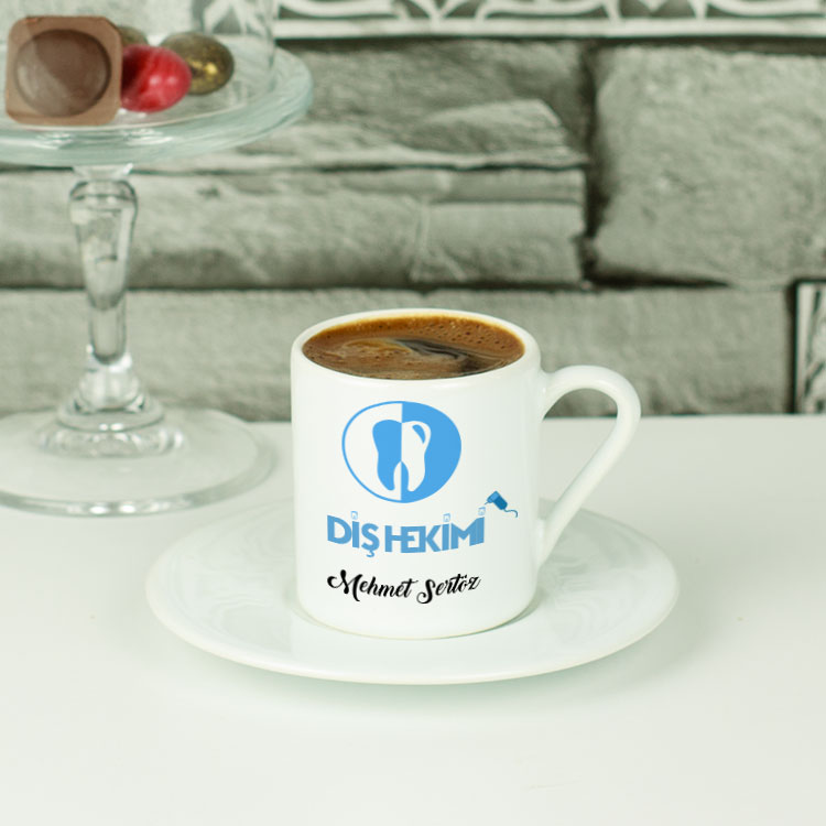 Diş Hekimi Mavi Tasarım Kahve Fincanı