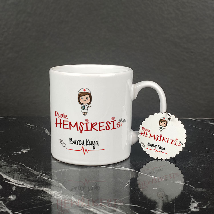 Diyaliz Hemşiresi Kupa Bardak ve Anahtarlık Set 001 Diyaliz Hemşiresi Kupa Bardak ve Anahtarlık Set 001