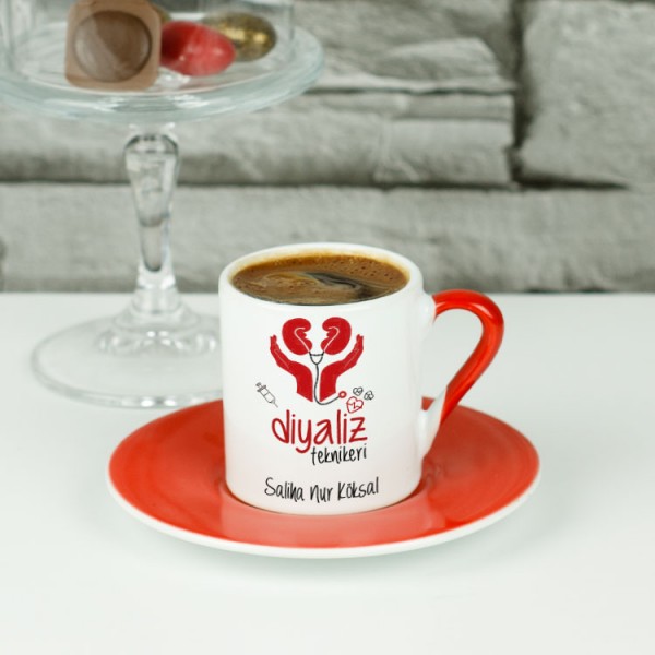Diyaliz Teknikeri Kırmızı Tasarım Kahve Fincanı