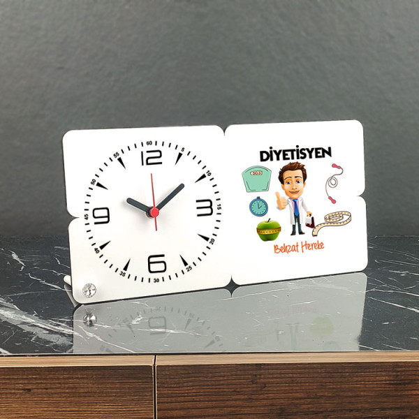 Diyetisyem Ahşap Masa Saati