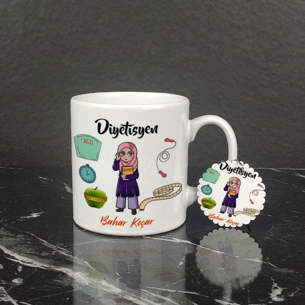 Diyetisyen Kupa Bardak ve Anahtarlık Set 001