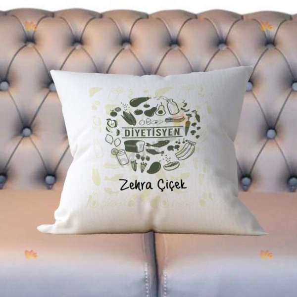 Diyetisyen Yuvarlak Tasarım Yastık