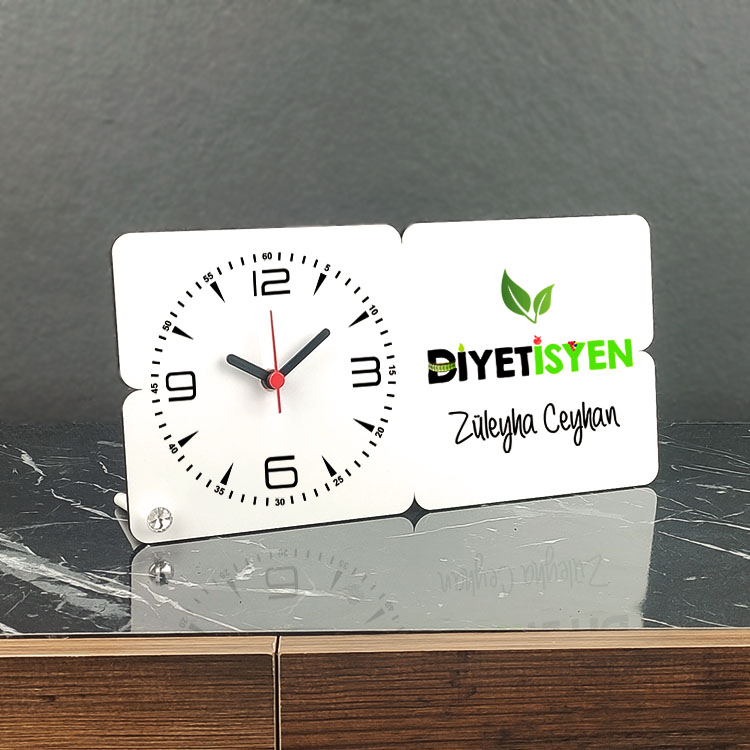 Diyetisyene Hediye Ahşap Masa Saati 001