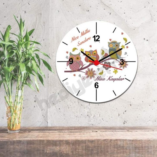 Doğum Günü Baykuş Tasarım Duvar Saati