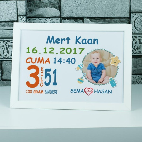 Doğum Panosu Tasarımlı Fotoğraflı Çerçeve 101
