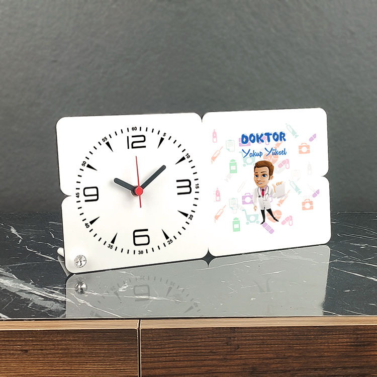 Doktora Hediye Ahşap Masa Saati 001