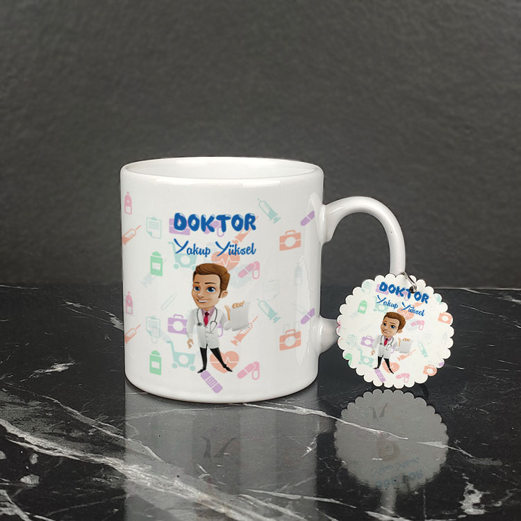 Doktora Hediye Kupa Bardak ve Anahtarlık Set 001 Doktora Hediye Kupa Bardak ve Anahtarlık Set 001