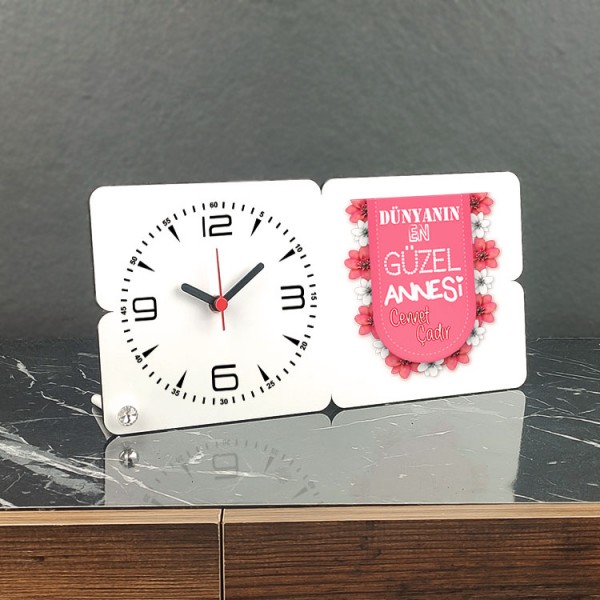 Dünyanın En Güzel Annesi Ahşap Masa Saati