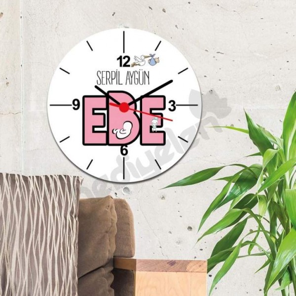 Ebe Pembe Tasarım Duvar Saati
