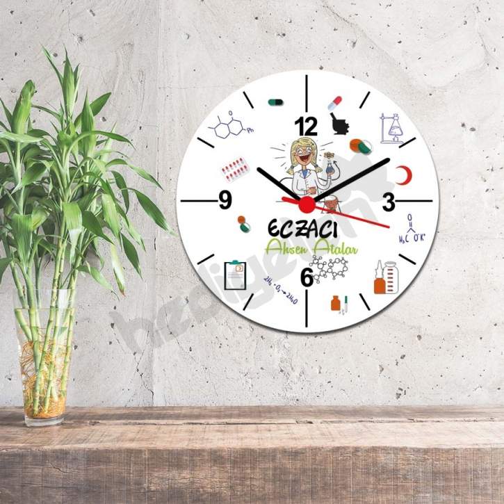 Eczacı Kadın Figür Duvar Saati Eczacı Kadın Figür Duvar Saati