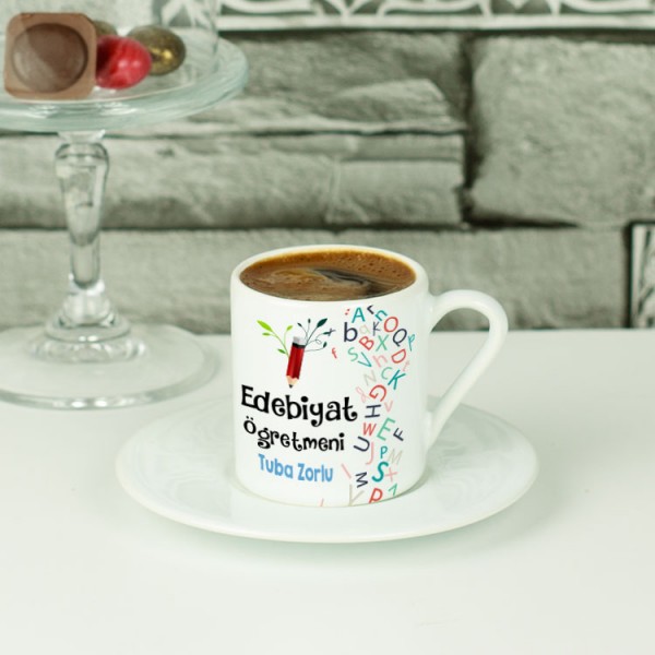 Edebiyat Öğretmenine Hediye Kalem Tasarım Kahve Fincanı