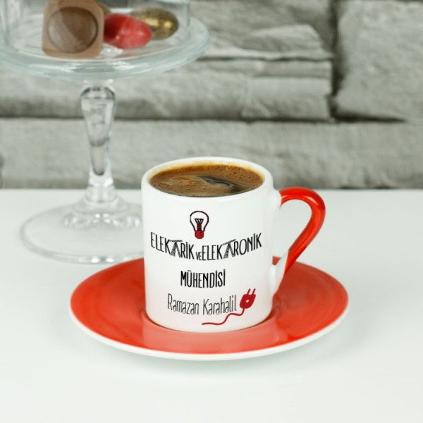 Elektrik Elektronik Mühendisi Kırmızı Tasarım Kahve Fincanı
