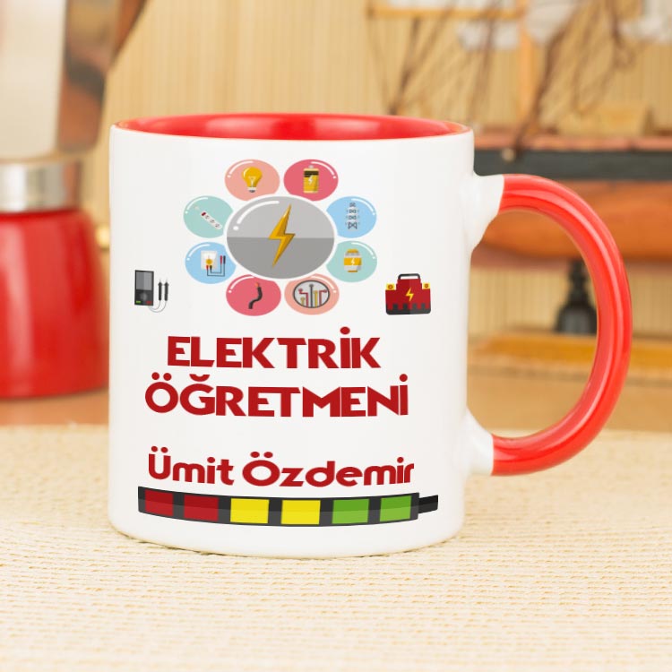 Elektrik Öğretmenine Hediye Kupa Bardak - Kırmızı