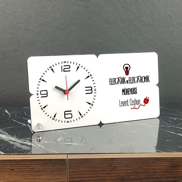 Elektrik ve Elektronik Mühendisi Ahşap Masa Saati