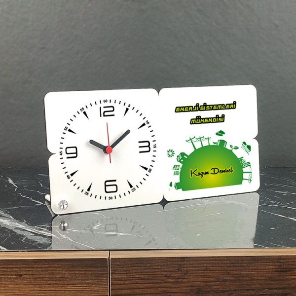 Enerji Sistemleri Mühendisine Hediye Ahşap Masa Saati