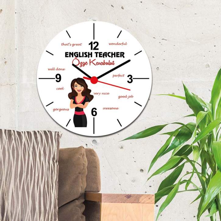 English Teacher Kadın Figür Duvar Saati
