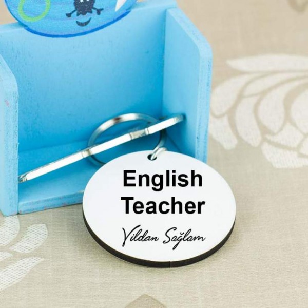 English Teacher Siyah Tasarım Anahtarlık
