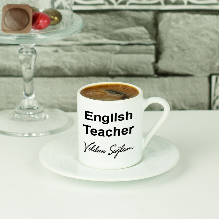 English Teacher Siyah Tasarım Kahve Fincanı