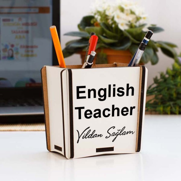 English Teacher Siyah Tasarım Kalemlik