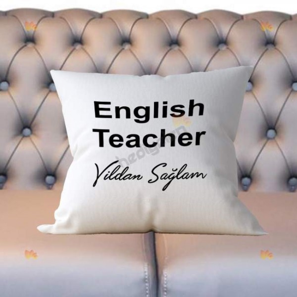 English Teacher Siyah Tasarım Yastık