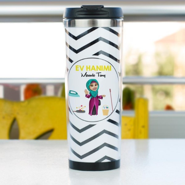 Evin Hanımı Baş Örtülü Figür Termos