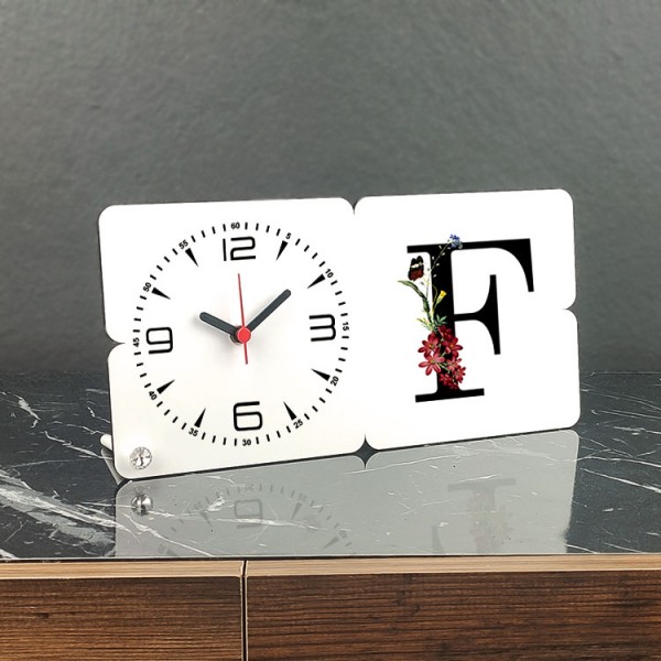 F Harfi Ahşap Masa Saati