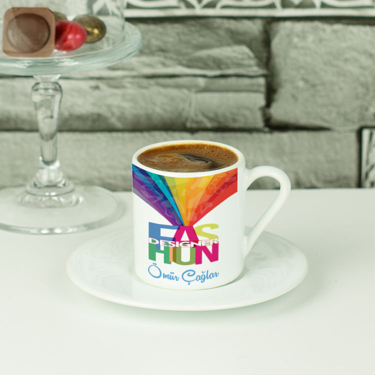 Fashion Designer Renkli Tasarım Kahve Fincanı