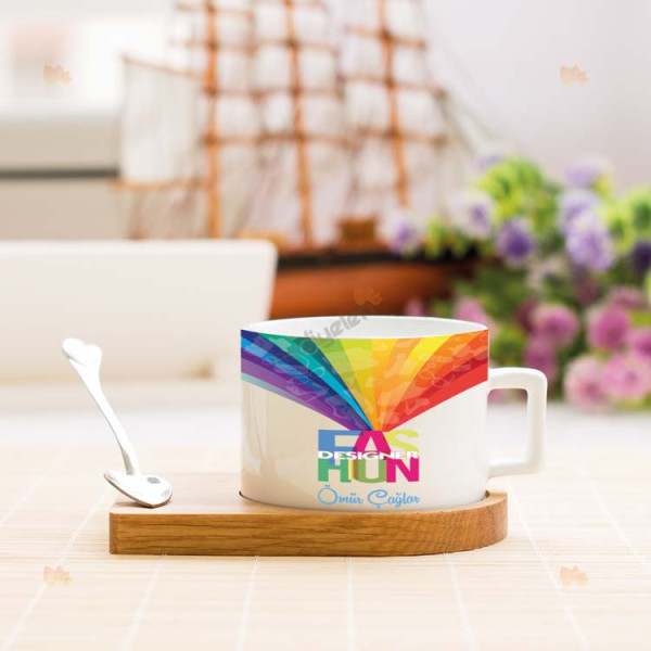 Fashion Designer Renkli Tasarım Stantlı Fincan