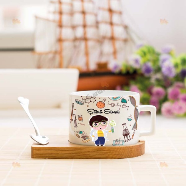 Fen Bilimleri Öğretmenine Hediye Erkek Figür Stantlı Fincan