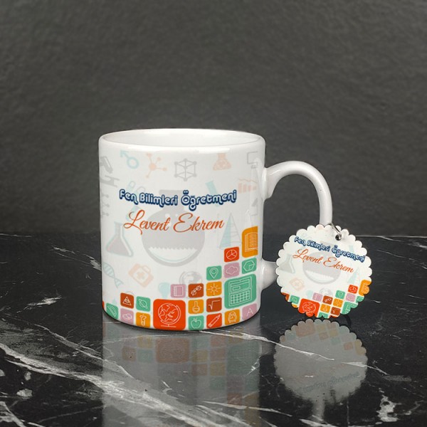 Fen Bilimleri Öğretmeni Kupa Bardak ve Anahtarlık Set 002