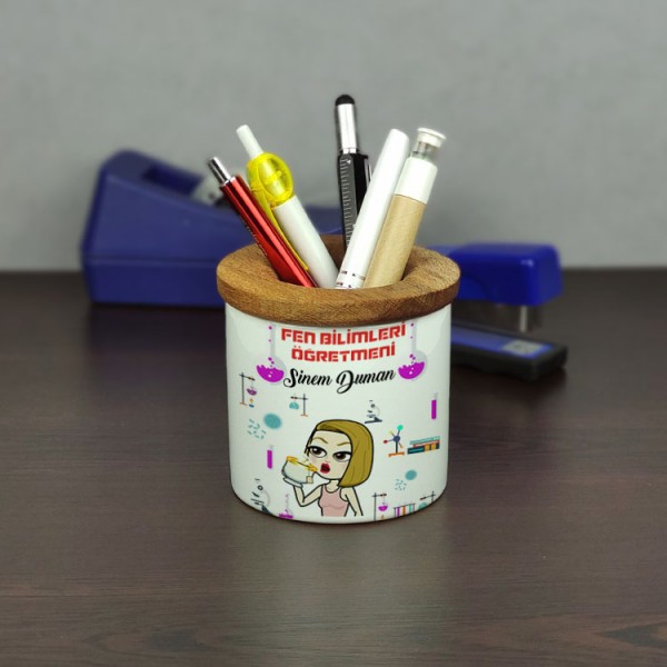 Fen Bilimleri Öğretmeni Seramik Kalemlik 003