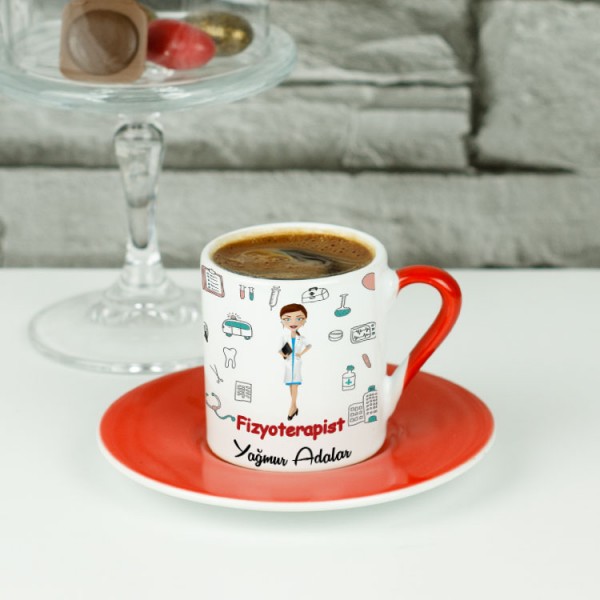Fizyoterapist Kadın Figür Kahve Fincanı
