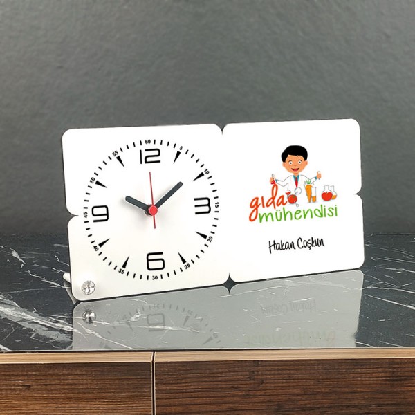 Gıda Mühendisi Ahşap Masa Saati