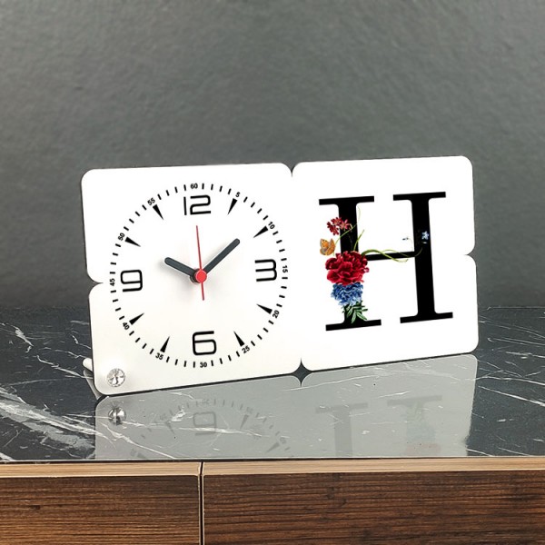 H Harfi Ahşap Masa Saati