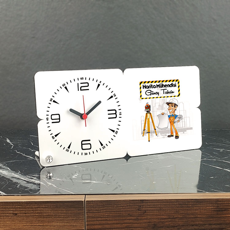 Harita Mühendisi Ahşap Masa Saati 001