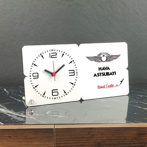 Hava Astsubayı Ahşap Masa Saati