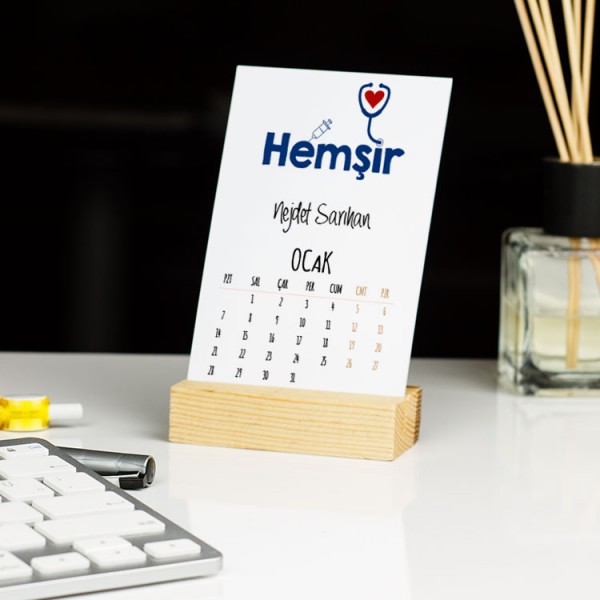 Hemşir Lacivert Tasarım Masa Takvimi