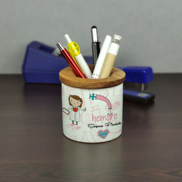 Hemşire Seramik Kalemlik 004
