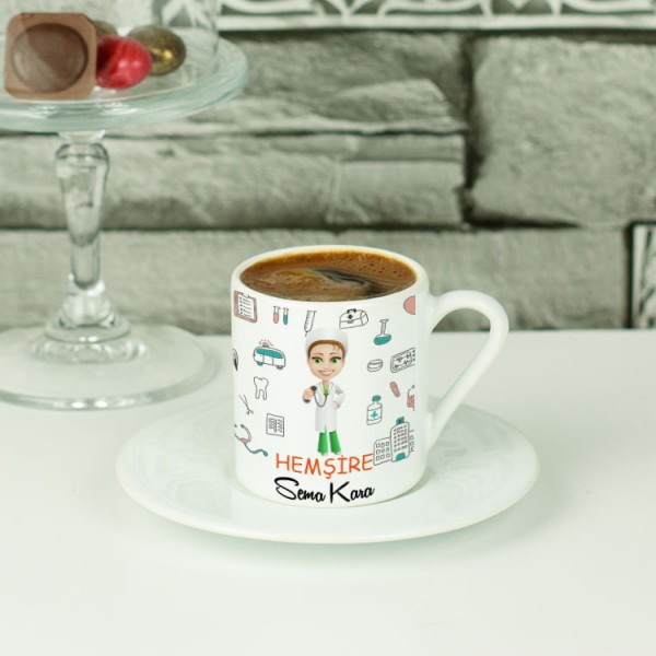 Hemşire Turuncu Tasarım Kahve Fincanı