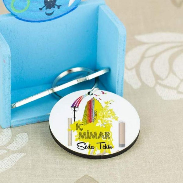 İç Mimar Sarı Tasarım Anahtarlık