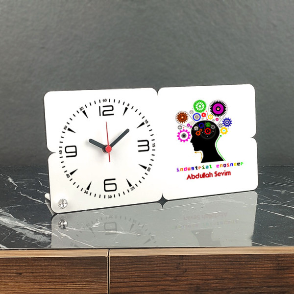 Industrial Engineer Ahşap Masa Saati 002