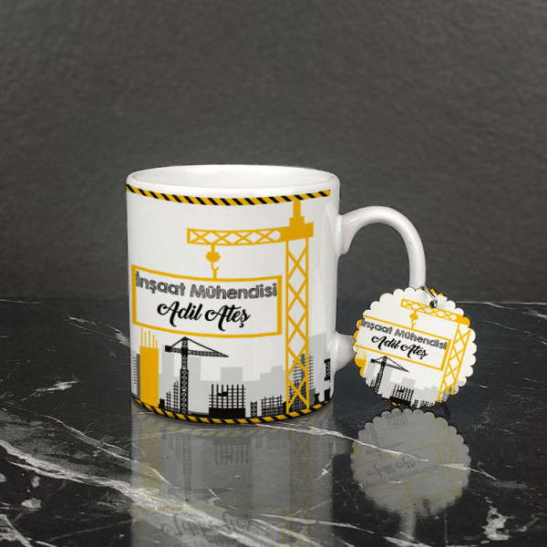 İnşaat Mühendisi Kupa Bardak ve Anahtarlık Set 002