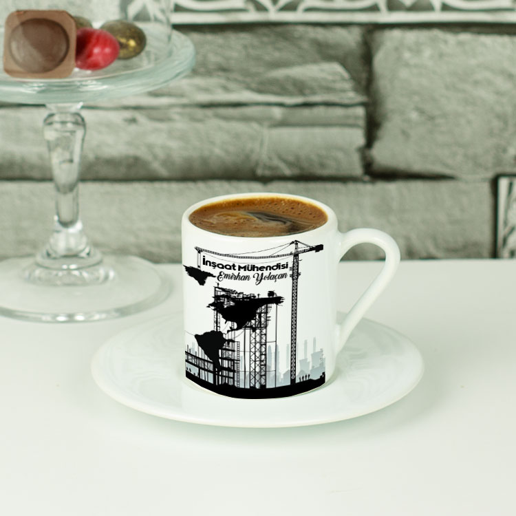 İnşaat Mühendisi Siyah Tasarım Kahve Fincanı