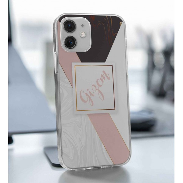 İsimli Pembe ve Siyah Tasarımlı Telefon Kılıfı (Sadece iPhone Modelleri)